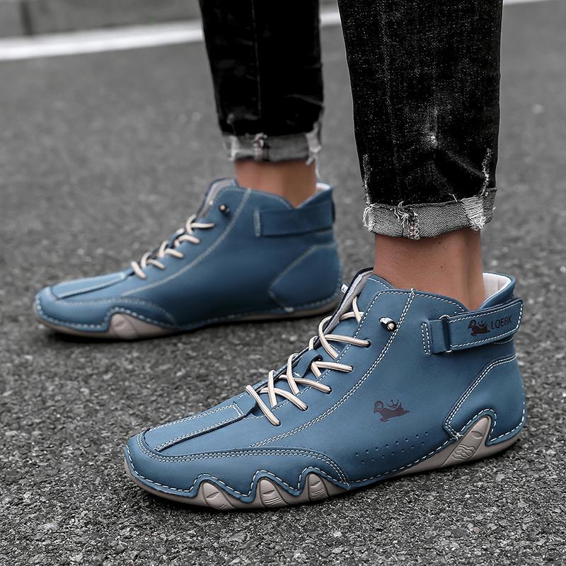 Moda Erkek Spor Ayakkabıları Günlük Platform Deri Ayakkabılar Dış Mekan Konforu için Yüksek Kaliteli Beyaz Çift İş Yürüyüş Bilekte Bot Ayakkabı Erkek