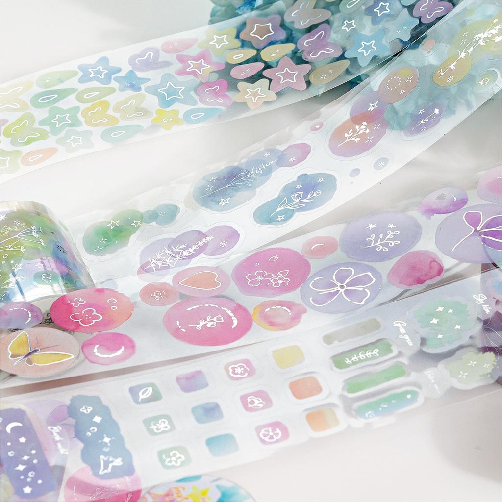 Colored Ink Wash Pattern Speckled Decorative Die-cutting Tape DIY Scrapbook Decoration Album Envelope Diary Marking Stationery