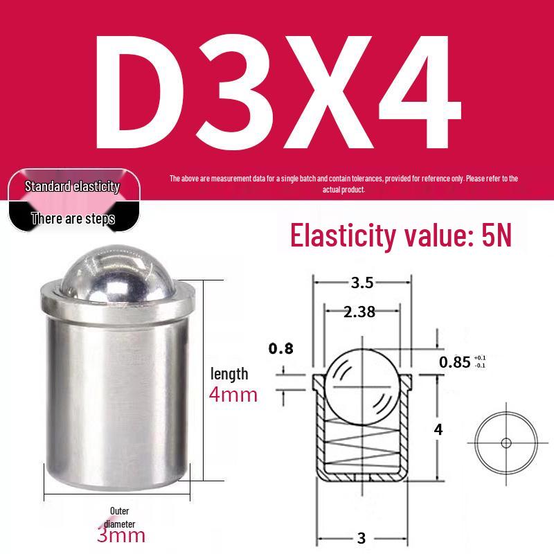304 Stainless Steel Spring-Loaded Ball Plunger with Limit Screw