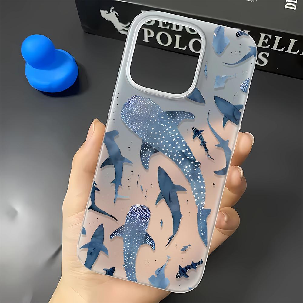 Full Screen Goldfish Shark Phone Case For IPhone 16 15 14 Pro 15 Plus 13 12 11 17 Pro Max Air 14 Plus Soft Silicone Cover Shell