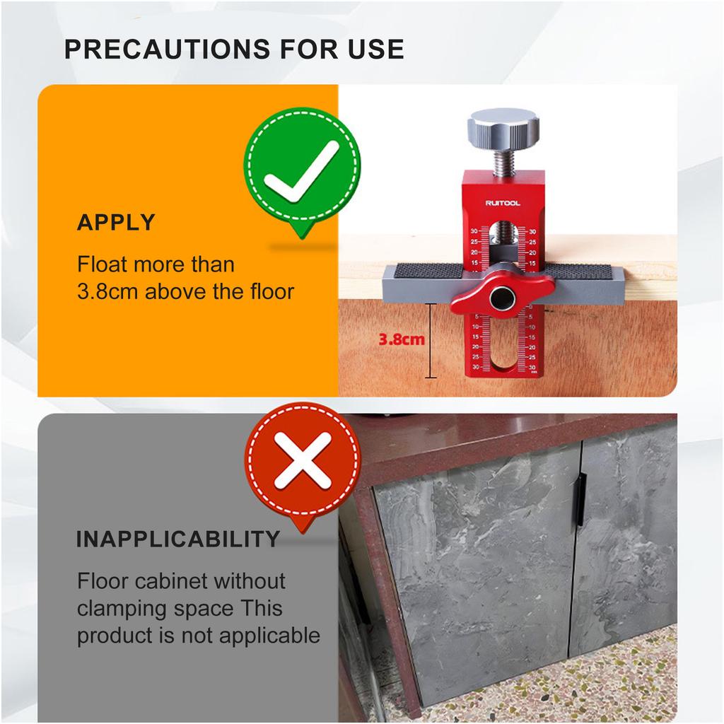Adjustable Aluminum Alloy Cabinet Hardware Jig Precise Cabinet Door Installation Positioner for 7-40mm Thickness Panel