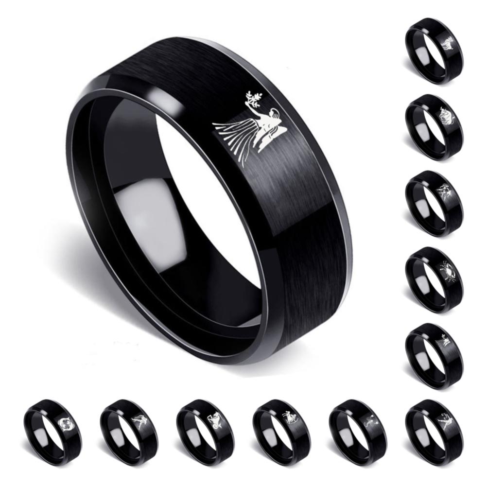 12 созвездий Знак зодиака Кольца на пальцах Женщины Мужчины Черная ...