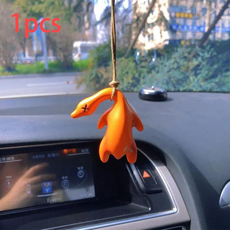 Car Rearview Mirror Decorative Pendant UV Color Changing Mounted Roasted Duck Pendant Decorative Mirror Car Decoration Pendant