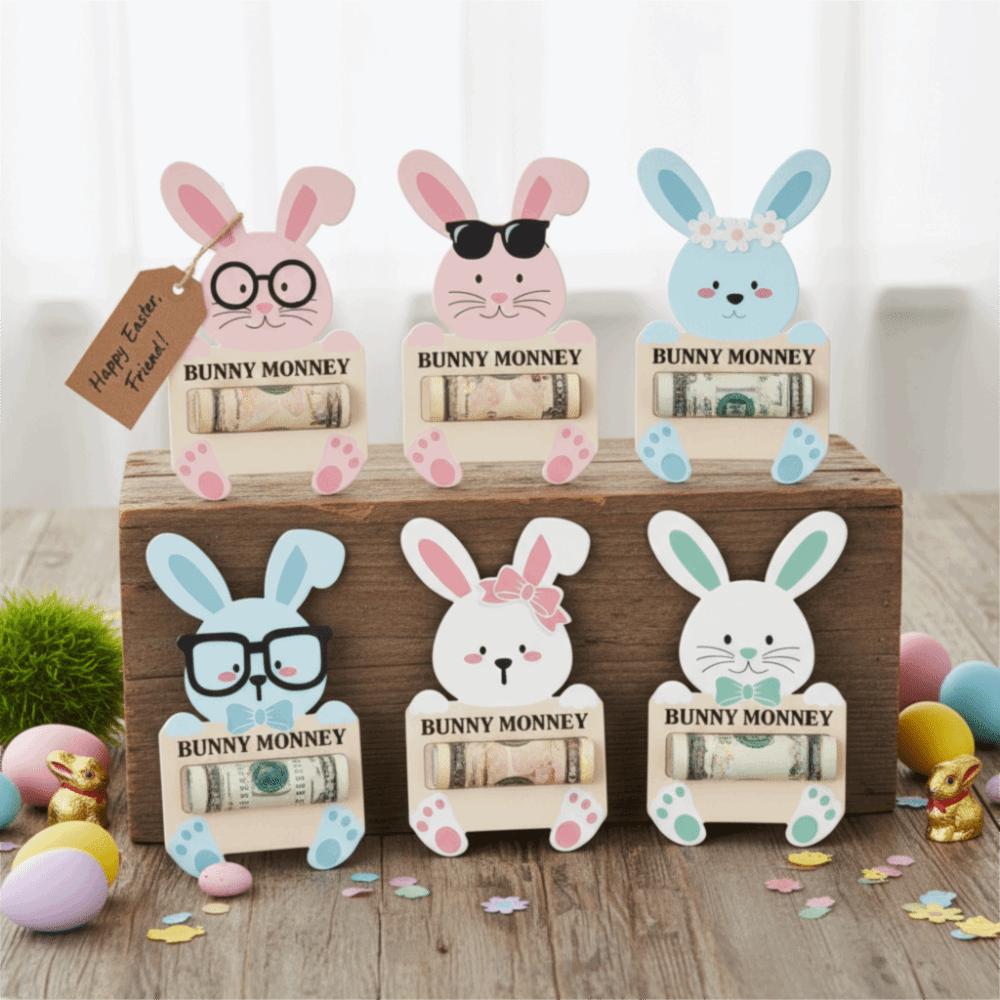 6PCS/SET Portable Easter Cash Holder Funny Money Wallet Bunny Banknote Card  Home Decorations