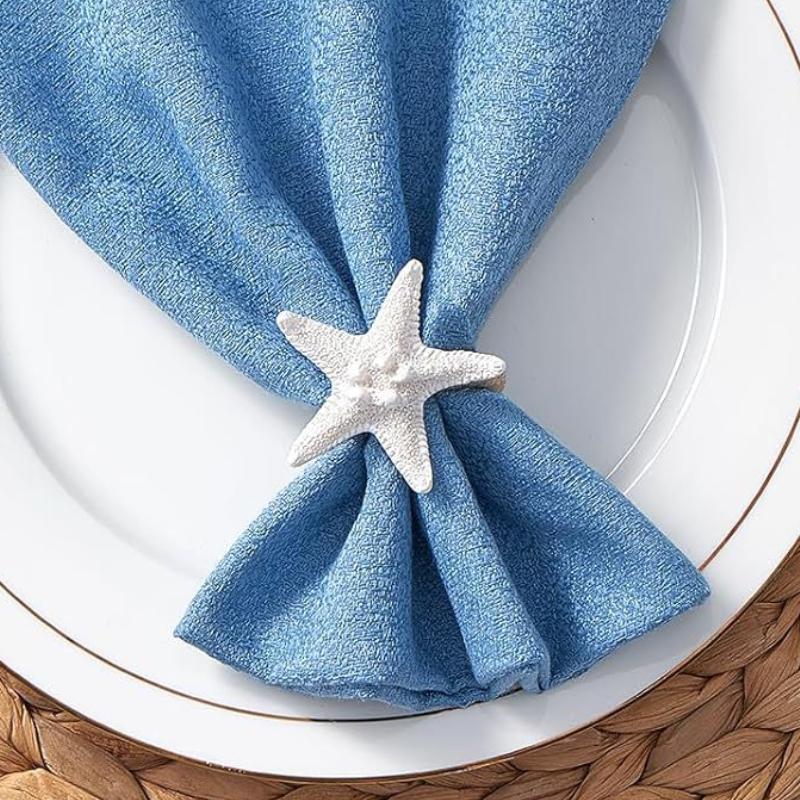 1pcs Napkin Ring White Starfish Napkin Ring for Table Decor, Reusable Ocean Theme Weddings Dinners Banquets Seaside Party Decor