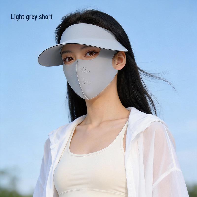 Women's Detachable Brim Sun Protection Face Mask, Ice Silk UV Shield, Full Face and Neck Coverage, Breathable Summer Facekini.