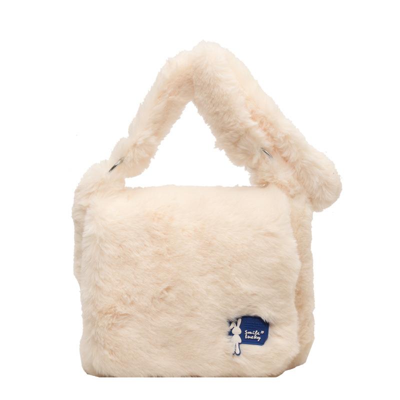 Plush bag women's large-capacity 2024 new autumn and winter versatile shoulder messenger bag, high-end plush bag