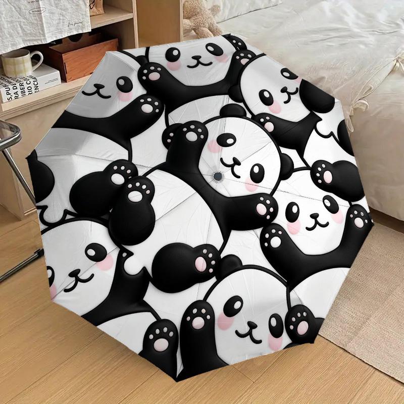 1 шт. Милый Автоматический Складной Зонт-Панда, Прочный Железный Каркас с 8 Спицами, Подходит для Путешествий, Ежедневного Использования, Подарок на День Рождения, Декоративный Подарок 41