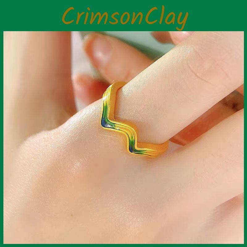 Sand Vietnamese Artistic Gold Ring Adjustable Size Unique Geometric Style For Fashion Lovers