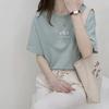 Summer Women Crew Neck T-shirt Loose Casual Solid Botanical Print Short Sleeve Tee T-shirts and Long Sleeves