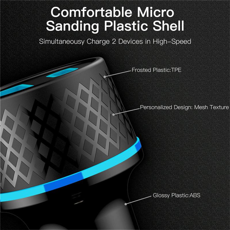 QC3.0  Car Charger 20W USB+PD  Type-c Fast Charging Cigarette Lighter Charger Adapter With LED Light Car Accessories