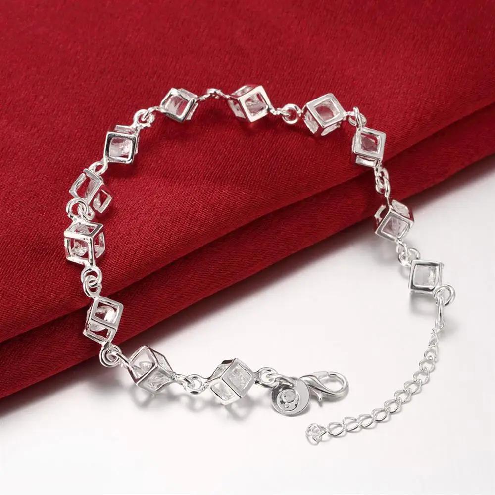 925er Sterlingsilber Funkelndes Kristallgitter-Kettenarmband für Damen Beliebtes Feines Luxusschmuckstück Hochzeitsfeier Feiertagsgeschenk