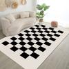 Black White Checkerboard Fluffy Carpet Living Room Decoration Home Sofa Cream Style Bedroom Girl Room Rug Anti-skid Floor Mat