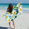 1 Oversized Beach Towel - Modern Floral Pattern, White Daisies With Yellow Heart, Perfect For The Beach, Pool, Travel