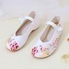 Woman's Ethnic Style Low Heel Embroidered Shoes Rubber Sole Round Toe Shallow Cheongsam Shoes Mary Jane Shoes Red Wedding Shoes