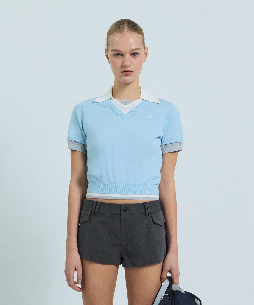 GROVE Petra Collar Knit (Light Blue)