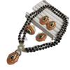 Russian Gold Dripping Orange Retro Insect Scarab Beaded Double Layer Necklace Ear Pat Ring Brooch Set