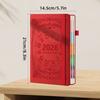 2026 A5 Textured PU Portable Agenda Book English Calendar Book Notepads Creative Daily Planner Reminder Desktop Date Calendar