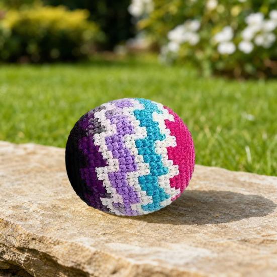 Handmade Crochet Footbags Yarn Multicolored Kids Adults Hacky Sack Knitted Throwing Beanbag Juggling