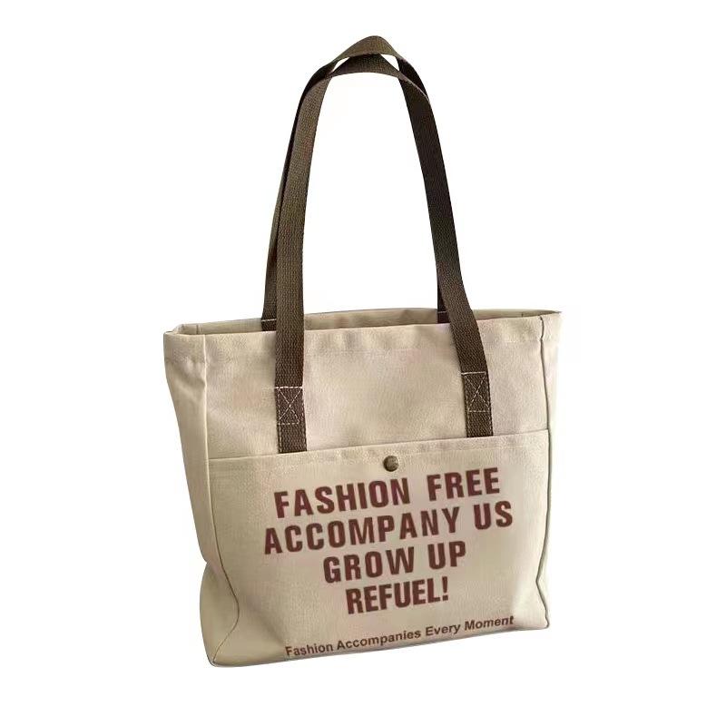 Canvas bag, women's ins, versatile shoulder bag, large-capacity book-bound student bag, handbag bag