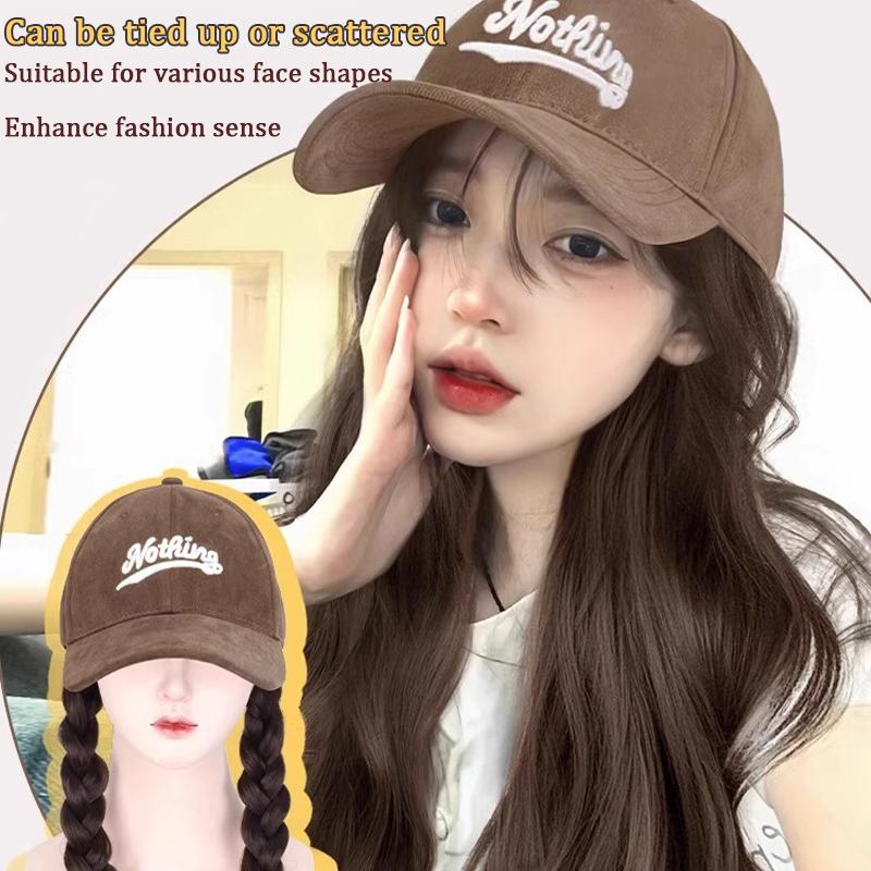 Kaffefarget baseballcap wave litt rullet parykk syntetisk fiberparykk for kvinner egnet for Halloween og julefester