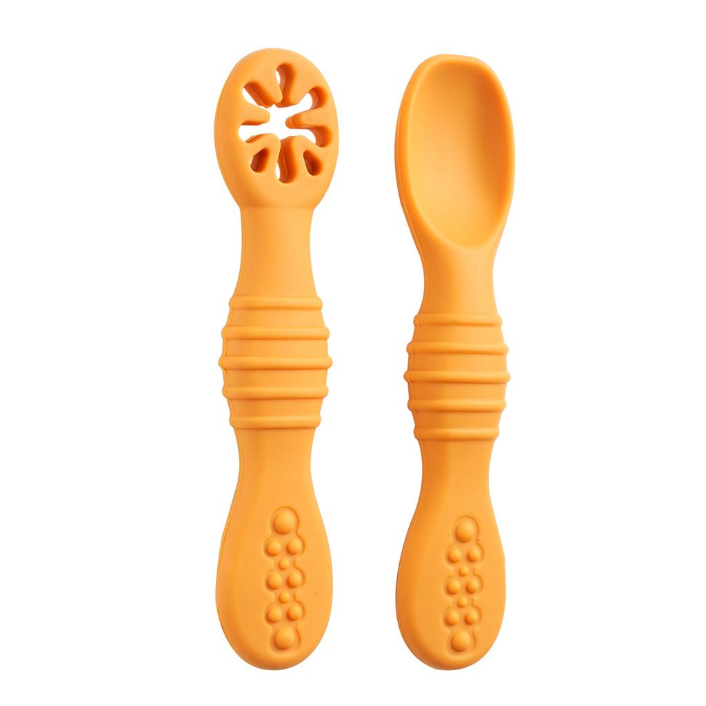 2PCS/Set Silicone Baby Spoons First Stage Utensils Baby Led Weaning Spoons Baby Chew Spoon Training Spoon Self Feeding Utensils