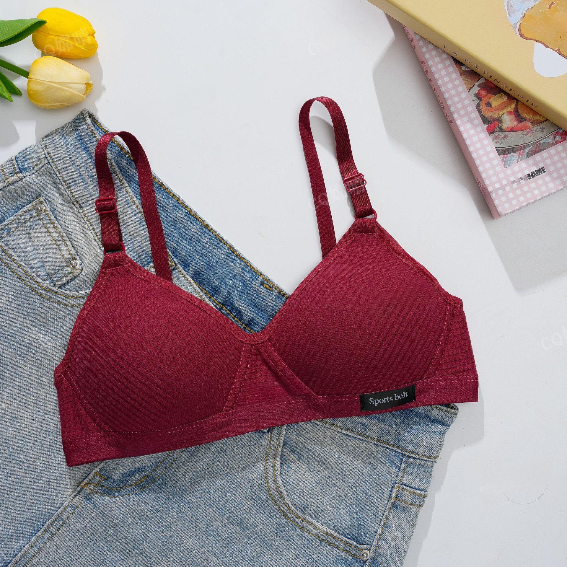 

Underwear Student Cotton Girlfriend Girls Amusement Park Thin Bra Simple Top Support Bra 38/85