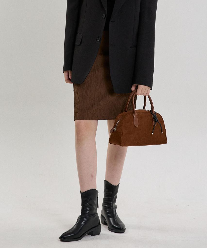 Hillioteu Wrinkle Midi Skirt_Brown