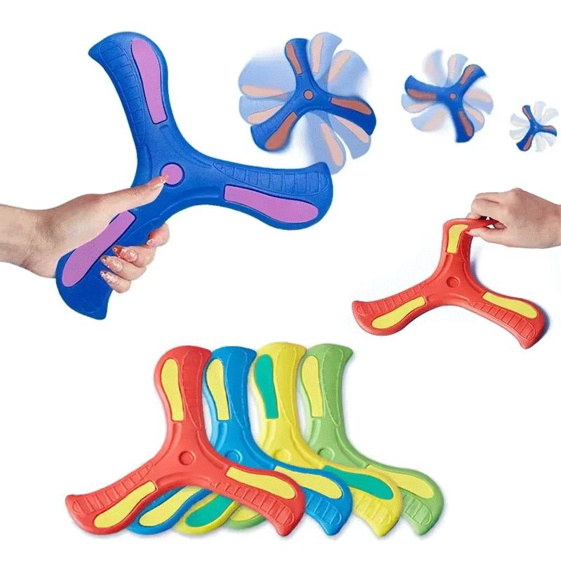 Kids Soft Foam 3-Blade Boomerang Cross Shape Outdoor Toy Flying Disc Adult-Kids Interactive Sports Toy Puzzle Stress Relief Gift