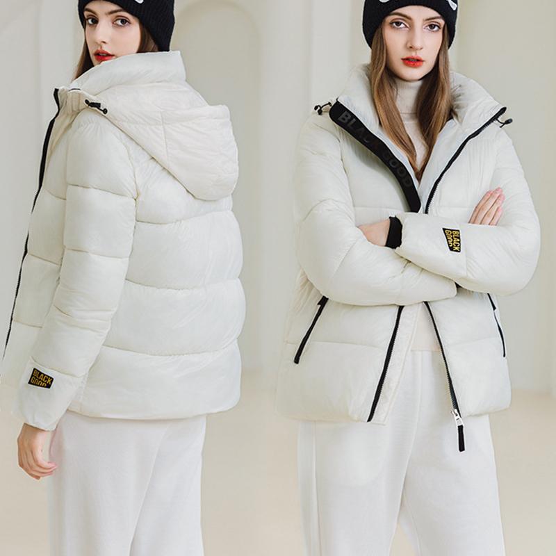 Kvinners vinter ensfarge varm bomull-polstret jakke stropp brød polstret frakk