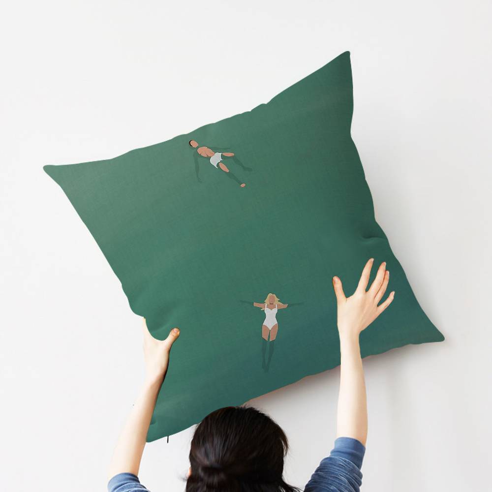 Minimalist Abstract Light Green Seawater Swimming Art Pillow Gift Home Office Decoration Pillow Bedroom Sofa Car CoverPillow Cas