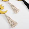 Ramadans Wood Beaded Garlands Acrylic Moon Pendant Wall Hanging Ornament with Tassels For Islamic Festives Home Decorations