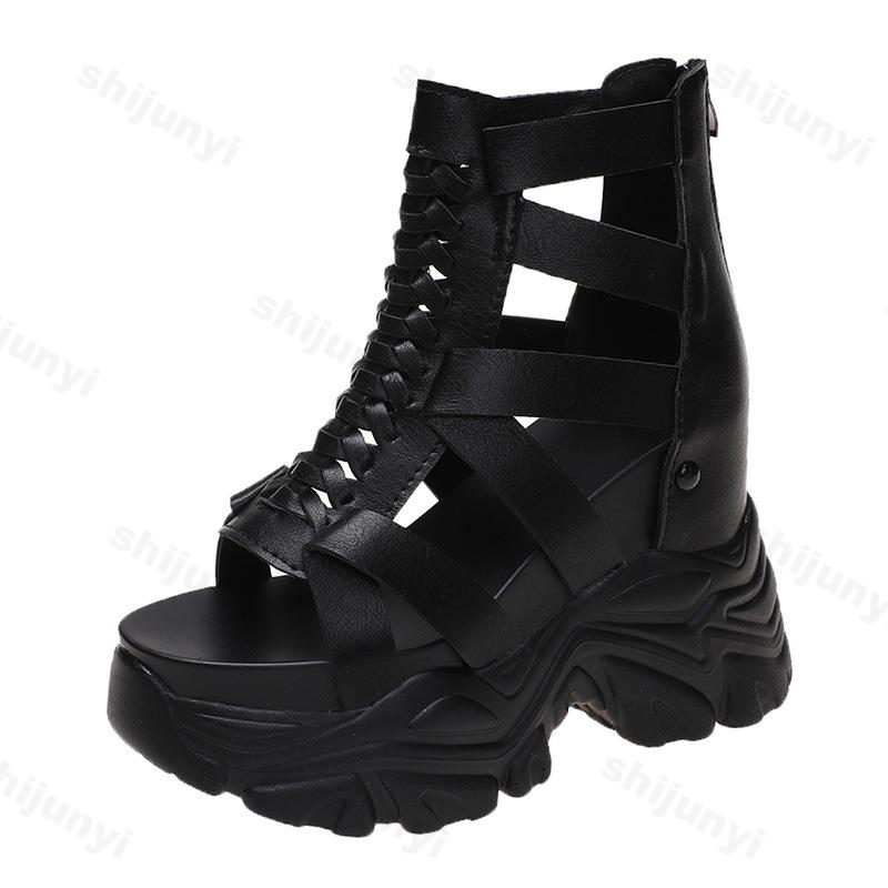 Fashion Roman Style Retro Hollow Wedge Heel Casual Sandals for Women's 2025 Summer New Fish Mouth Comfortable Versatile Platform Sandals