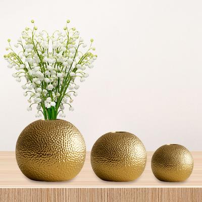 Vaso de Cerâmica Redondo Padrão Martelado Recipiente Porta-Flores Decorativo Centro de Mesa para Casa Escritório Vaso para Plantas Florais