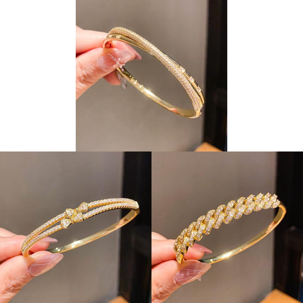 Fashion Geometric Zircon Crystal Gold Plated Bracelet With Elegant Style For Women