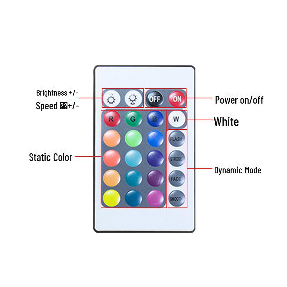 Dual-Line Mini DC 24-Key RGB LED Infrared Controller