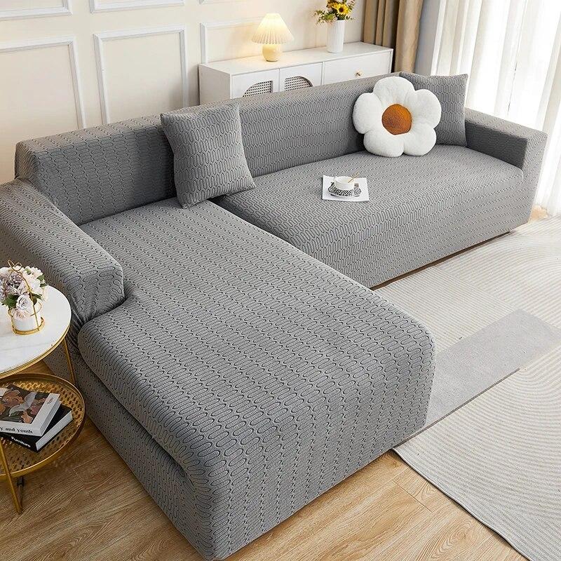 Žakárový potah na pohovku do obývacího pokoje, potah na sedák pohovky, nastavitelný potah na pohovku, rohový potah na pohovku ve tvaru L, domácí dekorace, pratelný