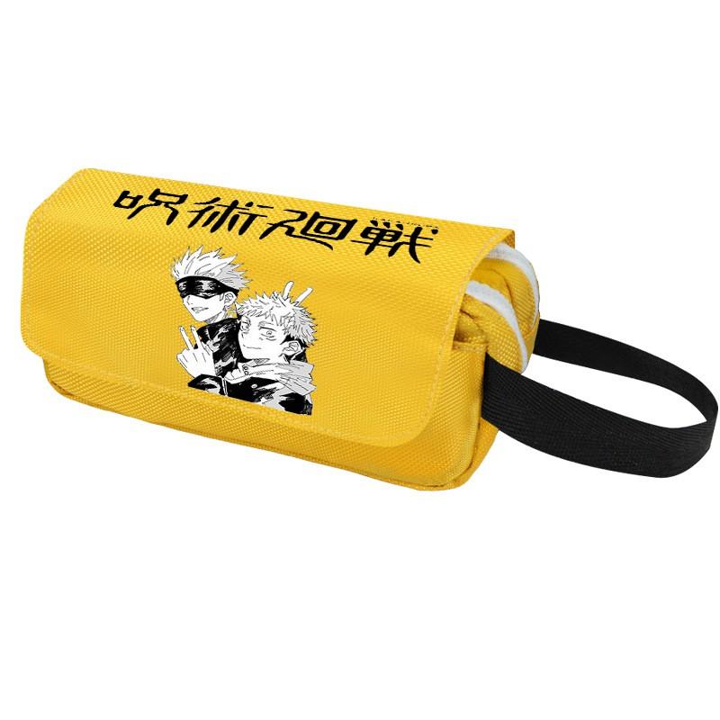 Anime Jujutsu Kaisen Pencil Case Double Zipper Large Capacity Canvas Stationery Organizer Students