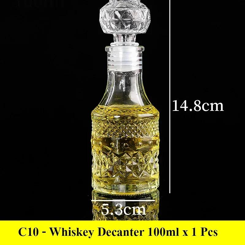 European Whiskey Transparent Glass Carved Small Bottle 50ml/100ml Mini Western Wine Bottle Sealed Red Wine Bottle