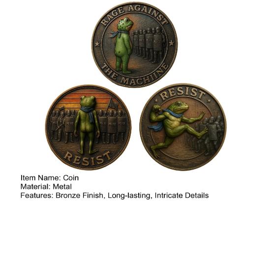 Yousheng Portland Frog Coin Frog Wearing Blue Scarf Metal Coin Collectible Inspirational Resist Engraved Challenge Coin Gift for Inspiration Support