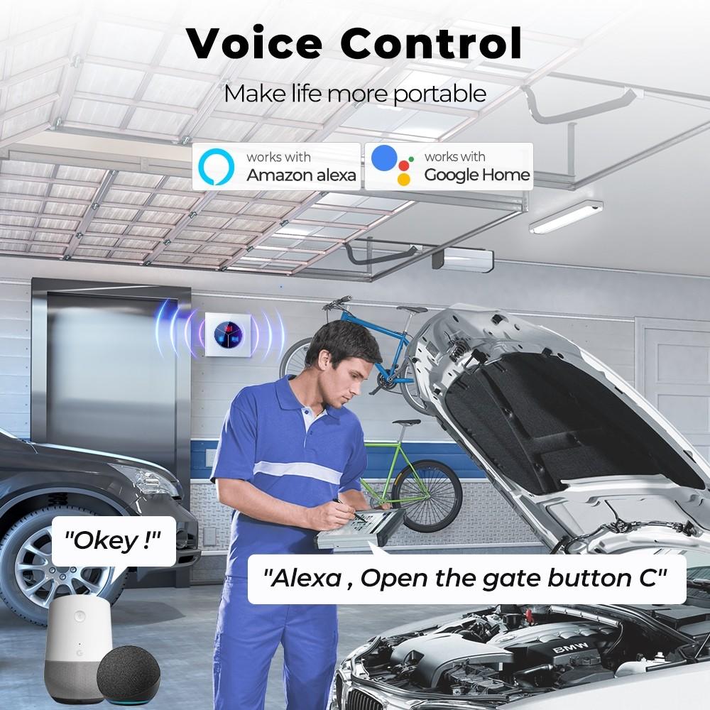 Remote APP Voice Timing Switch WIFI Smart Home Automatic Garage Gate Electric Door Opener Wall Touch Auto Gate Switch