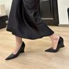 Pesstwei Spring Sexy High Heel Pointed-Toe Wedge Heel Women's Leather Shoes  Silver Red Wedding and Banquet Shoes Size 40