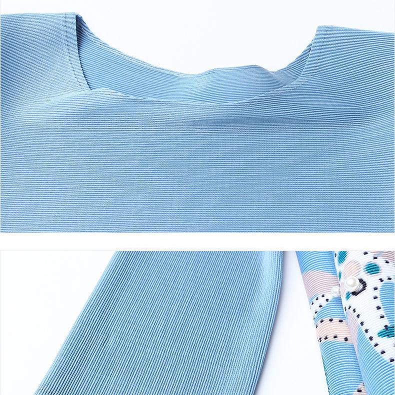 Women's High-end Temperament Summer Printing Crew Collar Dress Skirt Fashion Loose Plus Size Party Clothing Pleated Dresses
