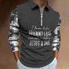 Men's Polo Shirt Autumn and Winter New Digital Printing T-shirt Casual Retro Long-sleeved Sweatshirt