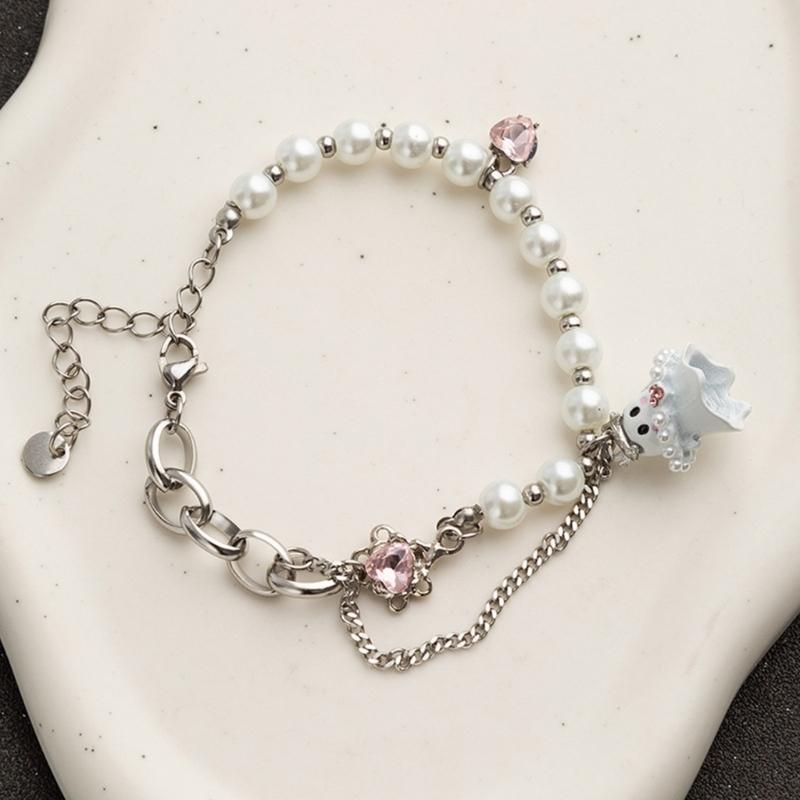 Exquisite Black White Beaded Little Specter Bracelets for Women Sweet Bracelets