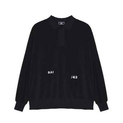 SAAI 002 Langarm Logo Poloshirt Schwarz