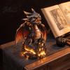 Creative Shelf Decor Light Up Dragon Figurine, Resin Gothic Castle Statue, Decorative Garden Decoration Fantasy Creature Ornament for Home,