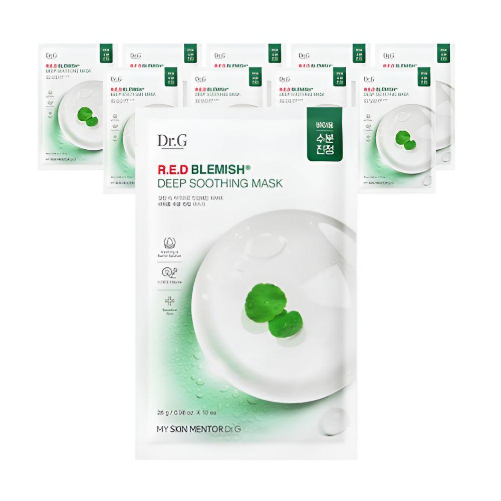 Dr.G Red Blemish Deep Soothing Mask Cica Calming Hydrating Sheet Mask 10 Sheets 280g