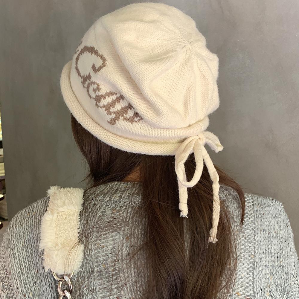 Neuer Stil Lässige Mode Wintermützen Trendige Beanies Mütze für Damen Streetwear Dandy Hut mit Kordelzug Winter Strickmützen