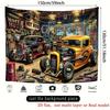 American Retro Hot Rod Garage Tapestry Vintage Car Art Wall Decor